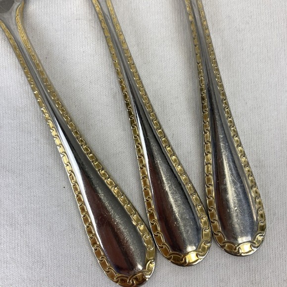 3 Retroneu GOLD ACCENT Chain 6”Spoons 18/8 Korea Stainless Flatware-GreatQuality - Picture 6 of 11
